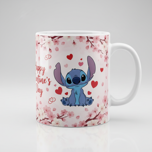 Cherry Blossom and Stitch Valentine's Mug