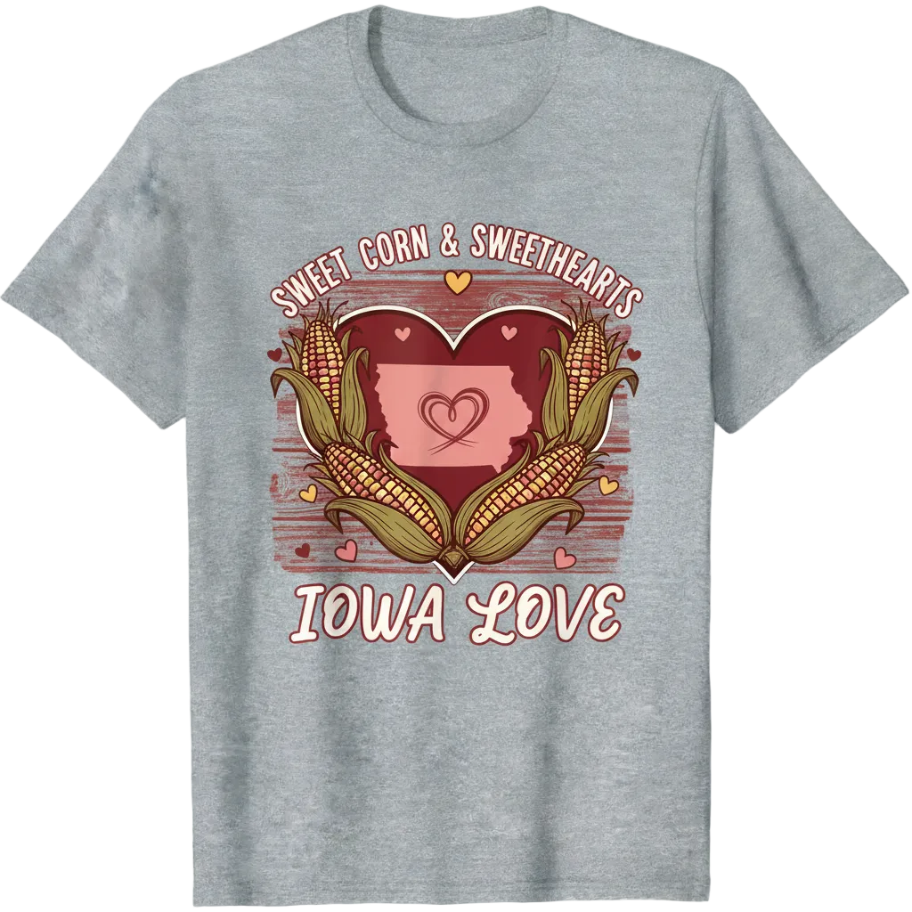 Iowa Valentine's Day themed t-shirt with heart design