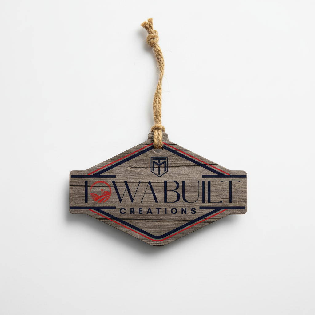 Iowa Built Creations air freshener with logo