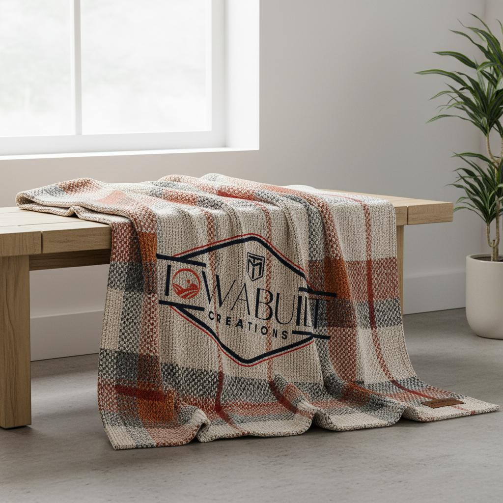 Iowa Built Creations premium blanket with logo
